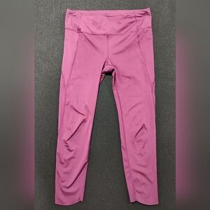 Athleta Women's Velocity Stash Pocket 7/8 Tights Size M Burgundy Pockets 405454